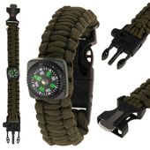 BRANSOLETKA SURVIVAL 5w1 PARACORD KRZESIWO KOMPAS