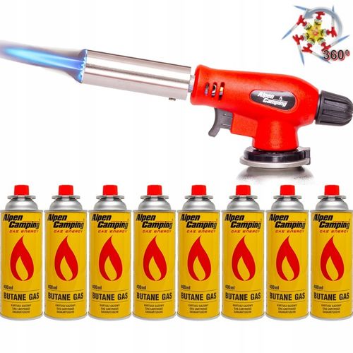 PALNIK 360 + 8x gaz nabój kartusz kartusze gazowe Alpen camping 400ml na Arena.pl
