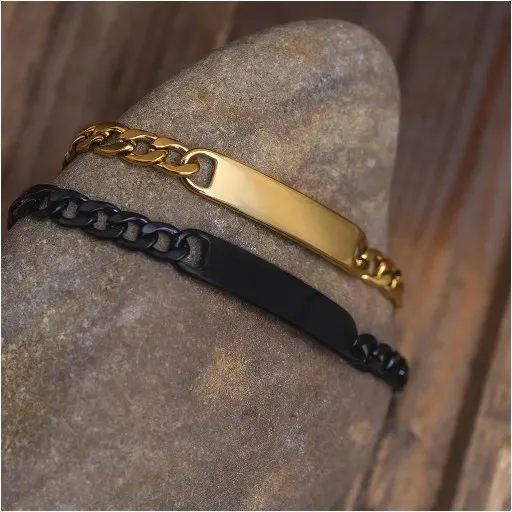 Bransoletki dla par z grawerem pancerka ze stali zdjęcie 3