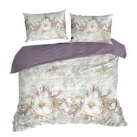 Pościel z satyny z nadrukiem 220X200 70X80X2 SPRING26 w kwiaty kremowa