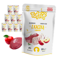 MOKRA KARMA DLA PSA TufTuf SASZETKA MIELONKA KACZKA Z JABŁKIEM 10x100G