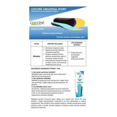 r. 40-43 - wkładki do butów sneakers coccine universal sport na Arena.pl