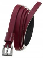 klasyczny, wąski pasek damski ze srebrną, metalową klamerką