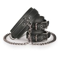 kajdanki leather collar with handcuffs
