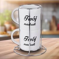 Zestaw 2 kubków z Twoim nadrukiem w metalowym stojaku