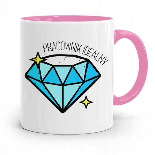 Dla Pracownika Kubek Różowy Pracownik Idealny Z Nadrukiem Ze Zdjęciem zdjęcie 1