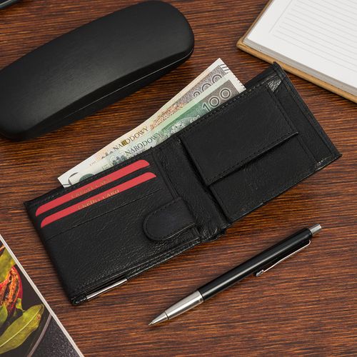 portfel męski ze skóry z rfid bellugio - czarny na Arena.pl