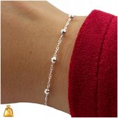 PIĘKNA SREBRNA BRANSOLETKA DAMSKA Z KULECZKAMI SREBRO 925 REGULACJA