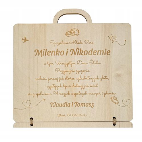 KARTKA NA ŚLUB WESELE na pieniądze Z GRAWEREM WALIZKA prezent pamiątka ślub na Arena.pl