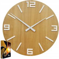 Zegar Ścienny Akrylowy Dębowy Drewniany Arabic Wood White 50 cm Okrągły