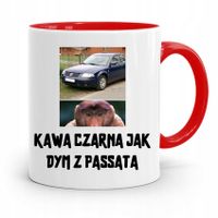 Kubek Czerwony Śmieszny Zabawny Kawa Czarna Passat Z Nadrukiem Ze Zdjęciem