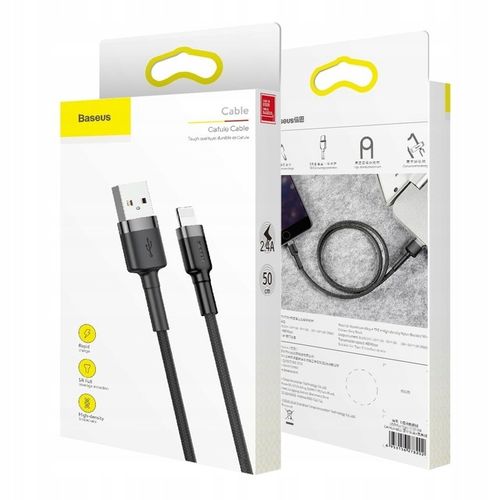 BASEUS KABEL USB LIGHTNING DO IPHONE 2.4A MOCNY W OPLOCIE 0,5M na Arena.pl