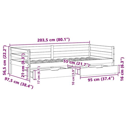 Łóżko dzienne z szufladami, 90x200 cm, sosnowe na Arena.pl
