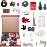 Zestaw Drzwi Skrzata 27 el Drewniane Mini Dekoracje Świąteczne miniaturowe