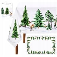 OBRUS 140x220 CM STÓŁ WIGILIJNY CHOINKI LAS BOŻE NARODZENIE PREZENT ŚWIĘTA