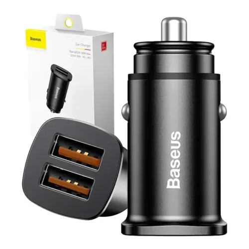 ładowarka samochodowa baseus square 2xusb qc3.0 5a 30w (czarna) na Arena.pl