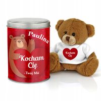 PREZENT na WALENTYNKI Miś w puszce z nadrukiem