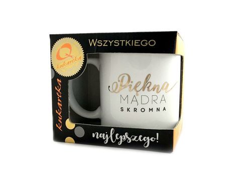 Kubek Premium Piękna, mądra, skromna na Arena.pl