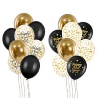 Balonowy zestaw na Sylwestra Happy New Year, 16 szt.