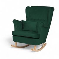 Butelkowa zieleń Fotel Bujany Uszak + Poduszka GRATIS