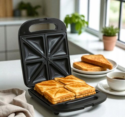 Czarny Toster Opiekacz Do Kanapek XXL 4 Kanapki 1400W Tosty Sandwich na Arena.pl