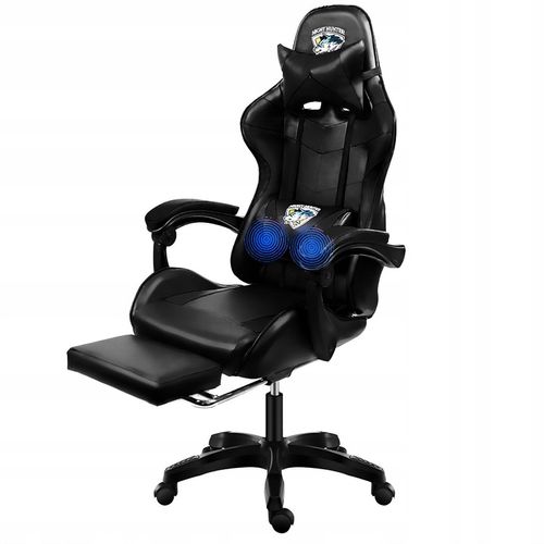 FOTEL gamingowy z MASAŻEM pleców KOMPUTEROWY OBROTOWY dla gracza +PODNÓŻEK! na Arena.pl