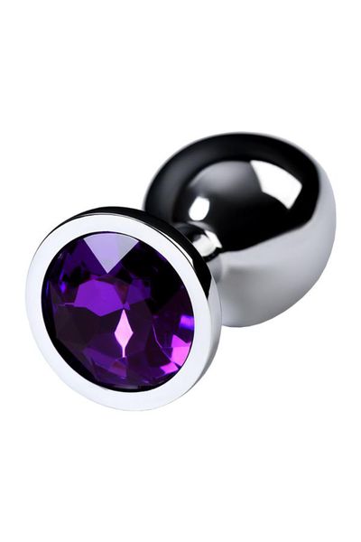 Silver Anal Plug Toyfa Metal,With A Amethyst Colored Gem zdjęcie 6