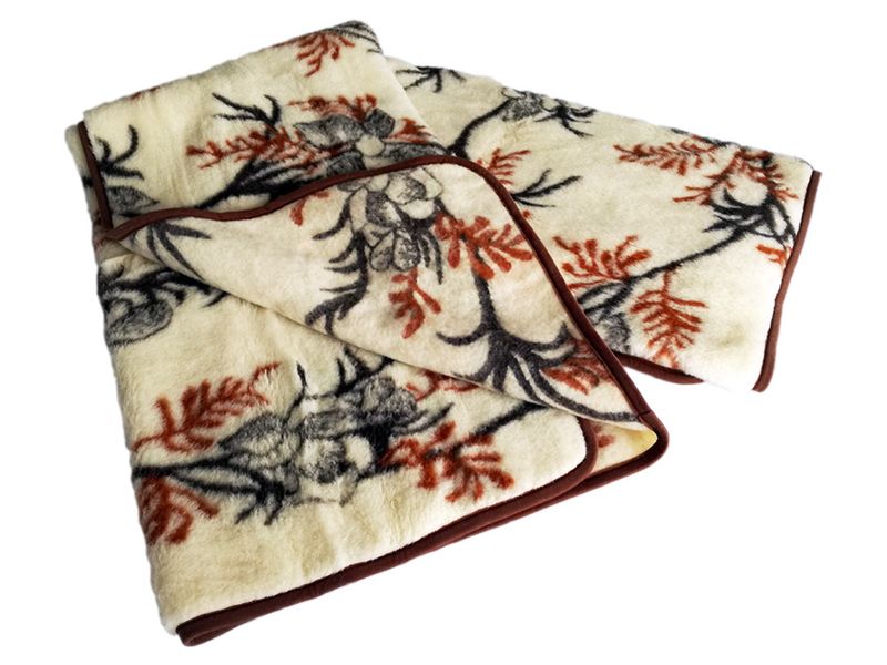 koc wełniany merynos australijski, wzór wrzos 160x200 (+-5cm) zdjęcie 3