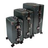 Walizki podróżne twarde z poliwęglanu z kółkami na kauczuku, zielone, zestaw 3szt. H23082GR