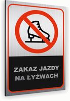 Tabliczka znak informacyjny 30x20 ZAKAZ JAZDY NA ŁYŻWACH Nierdzewna SREBRNA