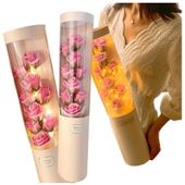 FLOWER BOX Bukiet róże mydlane w tubie z led prezent dekoracja kwiaty