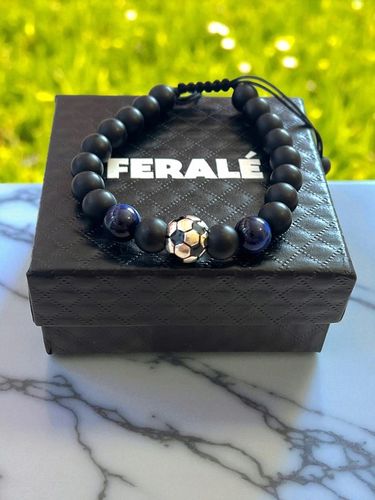 Bransoletka dla piłkarza chłopca czarny agat oko tygrysa na szczęście na Arena.pl