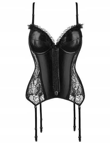 Zmysłowy koronkowy gorset plus size z zapięciami do pończoch figi 187k na Arena.pl