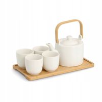 ZESTAW DO HERBATY Z BAMBUSOWĄ PODSTAWKĄ DZBANEK 700 ML FILIŻANKI 150 ML