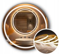 LUSTRO LED FI 60cm OKRĄGŁE PODŚWIETLANE + WODOODPORNE LEDY COB 480 diod/m