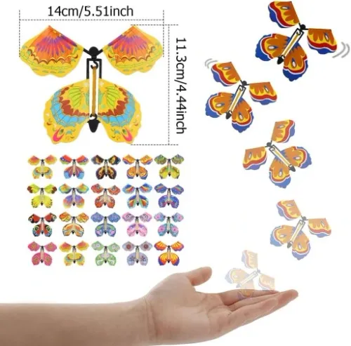 20X NAKRĘCANE LATAJĄCE MOTYLE SZTUCZKA MAGICZNA PREZENT DLA DZIECKA ZABAWA na Arena.pl