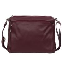 VERA PELLE torebka skórzana licowa listonoszka z paskiem V582 c.bordowa