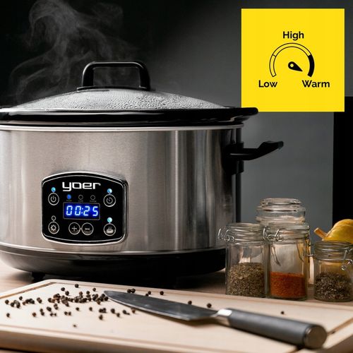Wolnowar Garnek ceramiczny Slow Cooker Yoer INOX LCD 320W 6,5L na Arena.pl