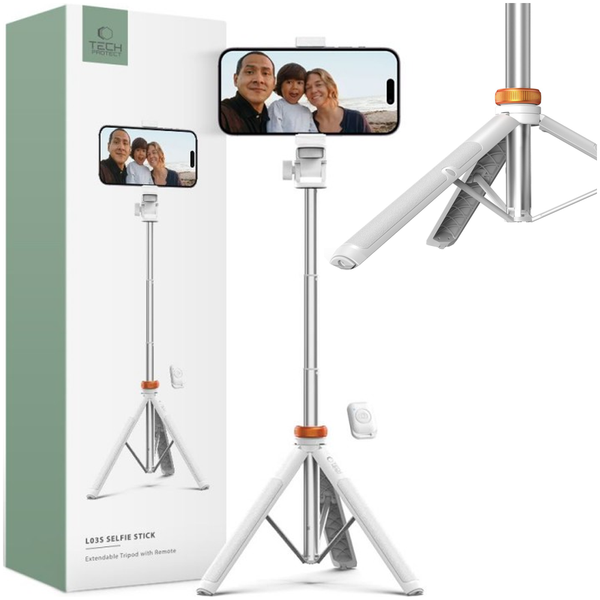 TECH-PROTECT L03S BLUETOOTH SELFIE STICK TRIPOD WHITE zdjęcie 1