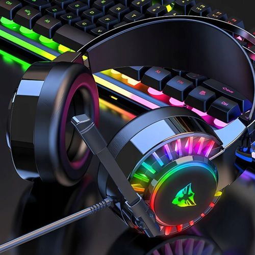 SŁUCHAWKI GAMINGOWE PRZEWODOWE NAUSZNE 7.1 LED RGB Z MIKROFONEM DLA GRACZY na Arena.pl