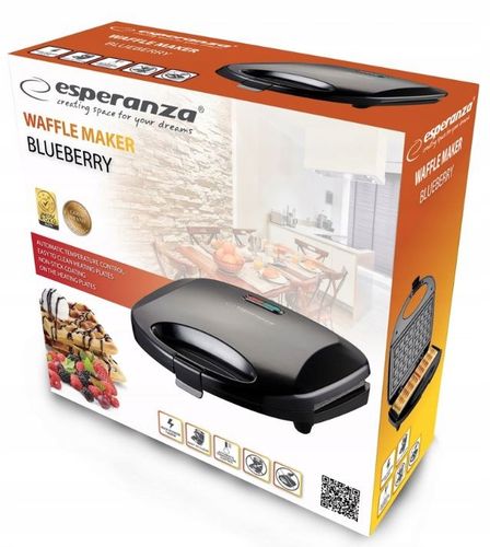Gofrownica Esperanza BLUEBERRY czarny 1000W 2 Duże Gofry! na Arena.pl