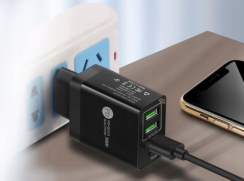 ŁADOWARKA SIECIOWA ZAILACZ DO TELEFONU QC 3.0.3xUSB + PD TYP C Z KABLEM 5W1 na Arena.pl