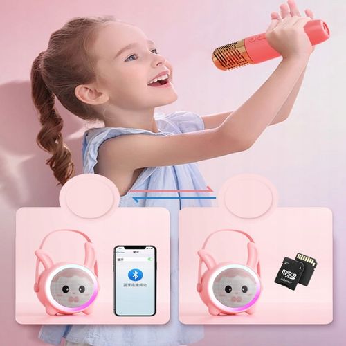 Bezprzewodowy Zestaw Karaoke Głośnik Bluetooth + 2 Mikrofony dla Dzieci RGB na Arena.pl