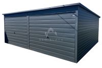 Garaż Blaszany 6x4,5m - 2x Brama Uchylna - Antracyt - Dach Spad w Tył NB145