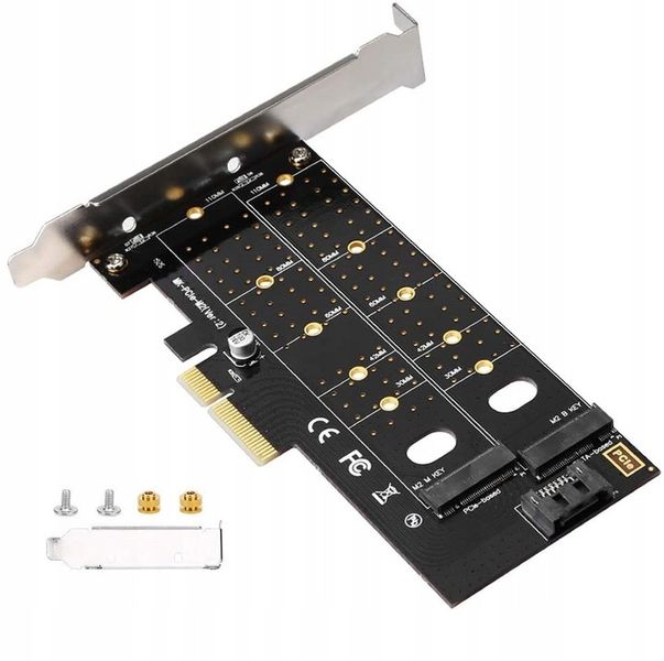 Adapter 2x dysk M.2: SATA + NVMe do PCI-E x4 Dual zdjęcie 1