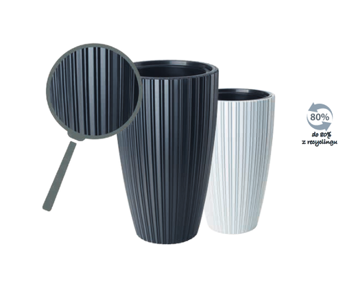 Doniczka okrągła Mika 40 cm z wkładem | Głęboka czerń na Arena.pl