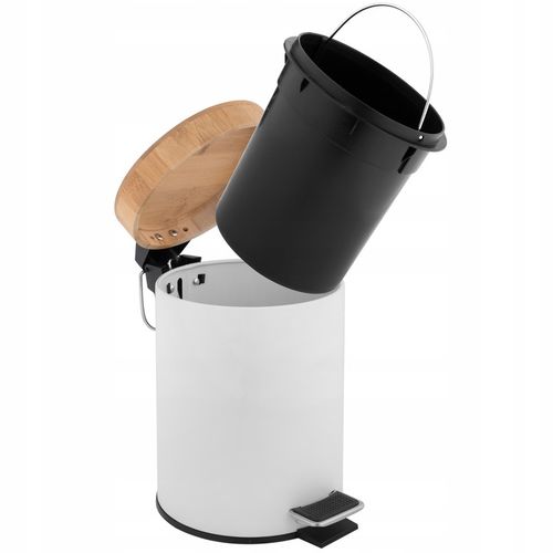 Kosz na śmieci łazienkowy 3l bambus śmietnik do wc łazienki kuchni biały na Arena.pl