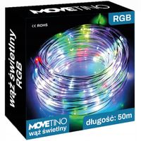 MOCNY WĄŻ ŚWIETLNY ZEWNĘTRZNY LAMPKI CHOINKOWE 1200LED IP44 DŁUGI 50m MULTI