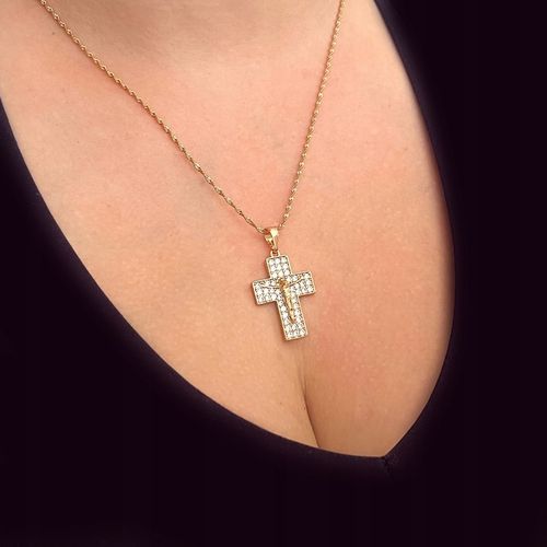 ZŁOTY ŁAŃCUSZEK MĘSKI ROMBO + KRZYŻYK 18K 50 CM PREZENT DLA NIEGO + GRATISY na Arena.pl