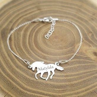 BRANSOLETKA SREBRNA DZIECIĘCA KONIK MUSTANG KOŃ SREBRO 925 + GRAWER na Arena.pl